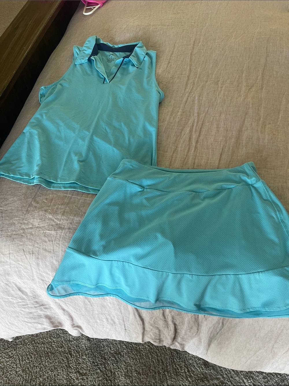 Aqua Polo & skort set with Navy Accents